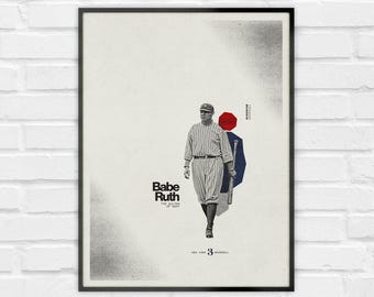 Babe Ruth Poster – New York Yankees Minimalist MLB Baseball Wall Art – Digital Download or Print