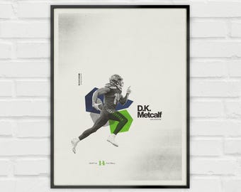 DK Metcalf Poster – Seattle Seahawks Minimalist NFL Football Wall Art – Digital Download or Print