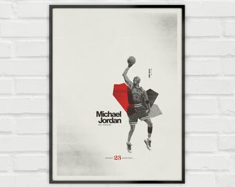 Michael MJ Poster – Chicago Bulls Minimalist NBA Basketball Wall Art – Digital Download or Matte Paper Print