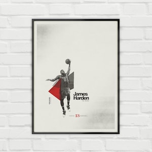 James Harden Poster – Houston Rockets Minimalist NBA Basketball Wall Art – Digital Download or Matte Paper Print
