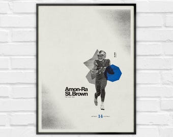 Amon-Ra St. Brown Poster – Detroit Lions Minimalist NFL Football Wall Art – Digital Download or Print