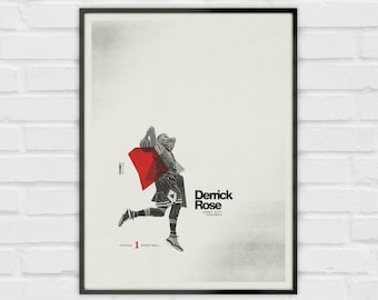 Derrick Rose Poster – Chicago Bulls Minimalist NBA Basketball Wall Art – Digital Download or Matte Paper Print