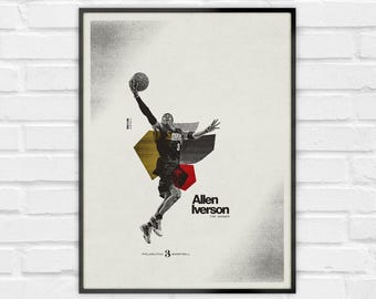 Allen Iverson Poster – Philadelphia 76ers Minimalist NBA Basketball Wall Art – Digital Download or Print