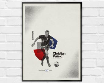 Christian Pulisic Poster – USMNT Minimalist Soccer Wall Art – Digital Download or Print