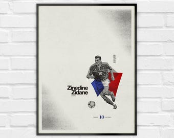 ジネディーヌ・ジダンのポスター、フランスのサッカー選手、サッカー