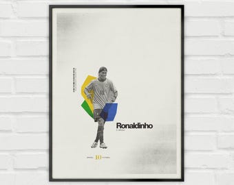 史上最高のサッカー選手の一人、ロナウジーニョのポスター、印刷可能な