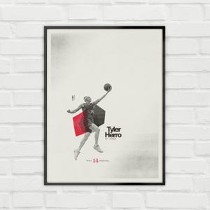 Tyler Herro Poster – Miami Heat Minimalist NBA Basketball Wall Art – Digital Download or Matte Paper Print
