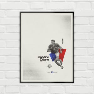 Zinedine Zidane Poster – France Minimalist Soccer Wall Art – Digital Download or Matte Paper Print
