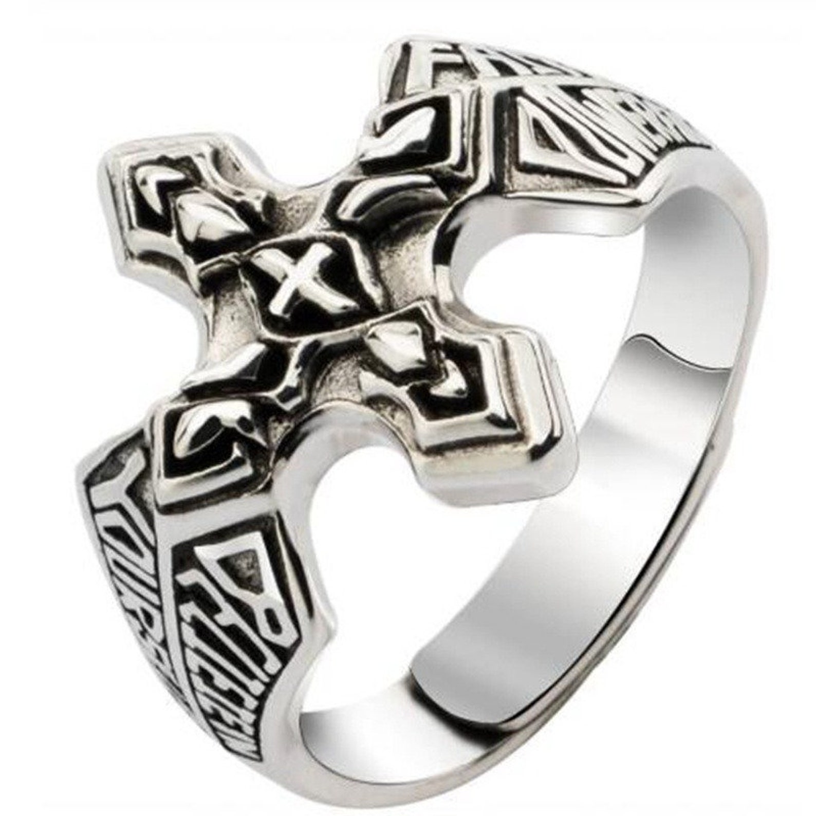 Cross Ring, High Quality Metal Mens Ring, Religious Ring, Gothic Ring