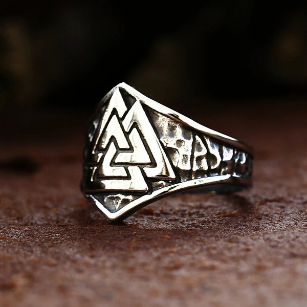 316L Stainless Steel Valknut Ring,  Nordic Ring, Viking Ring, Norseman Ring, Celtic, Knot Ring, Biker Ring, Mens Ring, Mens Jewelry