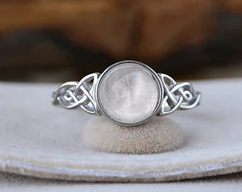 Stainless Steel Moonstone Ring, Minimalist Ring, Gift for Her, Woman jewelry, Ring for Women, Christmas gift, Natural Stone Ring