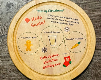 Tablero / bandeja de madera para golosinas de Papá Noel Rudolph de Nochebuena