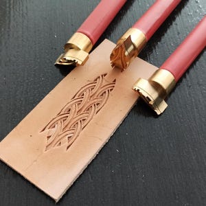 Jeu de tampons en cuir en laiton pour portefeuilles, outil de bordure motif blé, tampons à sculpter géométriques pour cuir havane végétal, cadeau de maroquinerie, SP-020-