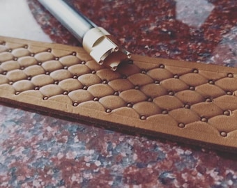 Brass Leather Stamp, Geometric Basketweave Tool, Hollow Quilted, Tessellation Carving Stamp for Belts & Wallets, Leathercraft Gift SP-003