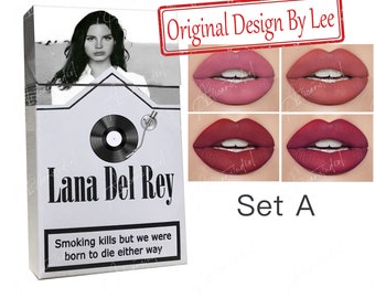 Scatola poster Lana Del Rey, rossetto Lana Del Rey, gadget Lana Del Rey, scatola personalizzata con foto, set di rossetti per sigarette Lana Del Rey