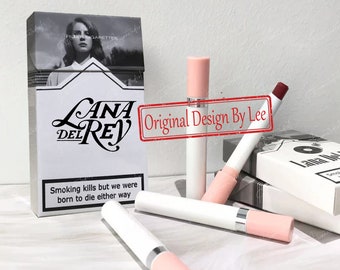 Rouge à lèvres Lana Del Rey, boîte à poster Lana Del Rey, boîte à cigarettes Lana Del Rey faite main, lot de rouges à lèvres cigarette Lana Del Rey