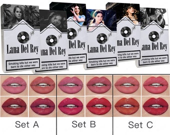 Rouge à lèvres Lana Del Rey, boîte à poster Lana Del Rey, boîte à cigarettes Lana Del Rey personnalisée, lot de rouges à lèvres cigarette Lana Del Rey