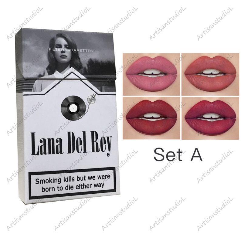 Rossetto Lana Del Rey, scatola personalizzata con foto, scatola di sigarette Lana Del Rey fatta a mano, set di rossetti per sigarette Lana Del Rey immagine 5