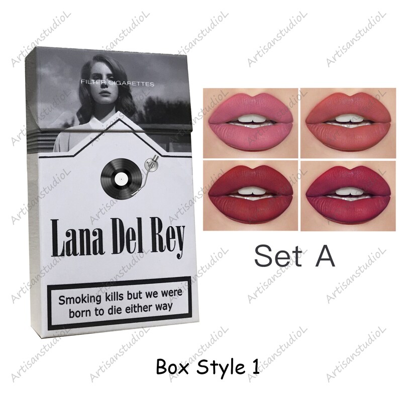 Rouge à lèvres Lana Del Rey, boîte personnalisée avec photo Ur, boîte à cigarettes Lana Del Rey personnalisée, lot de rouges à lèvres cigarette Lana Del Rey image 2