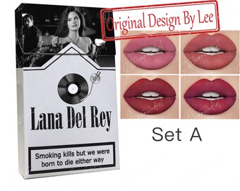 Scatola poster Lana Del Rey, rossetto Lana Del Rey, gadget Lana Del Rey, scatola personalizzata con foto, set di rossetti per sigarette Lana Del Rey