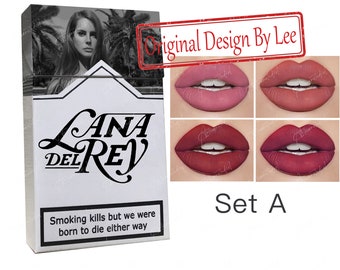 Rouge à lèvres Lana Del Rey, boîte à poster Lana Del Rey, boîte à cigarettes Lana Del Rey faite main, lot de rouges à lèvres cigarette Lana Del Rey
