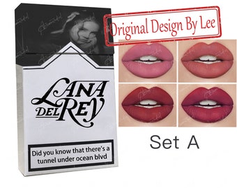 Rouge à lèvres Lana Del Rey, boîte à poster Lana Del Rey, boîte à cigarettes Lana Del Rey faite main, lot de rouges à lèvres cigarette Lana Del Rey