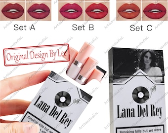 Rouge à lèvres Lana Del Rey, boîte à poster Lana Del Rey personnalisée, boîte à cigarettes Lana Del Rey faite main, lot de rouges à lèvres cigarette Lana Del Rey