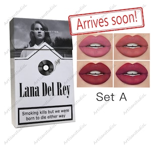 Rossetto Lana Del Rey, scatola personalizzata con foto, scatola di sigarette Lana Del Rey fatta a mano, set di rossetti per sigarette Lana Del Rey immagine 1