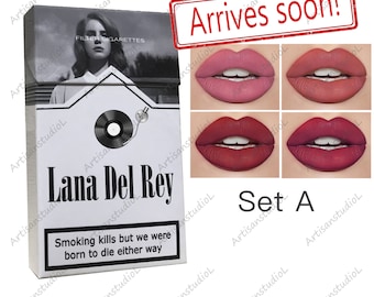 Lana Del Rey Lippenstift, individuelle Box mit Ihrem Foto, handgemachte Lana Del Rey Zigarettenschachtel, Lana Del Rey Zigaretten-Lippenstift-Set