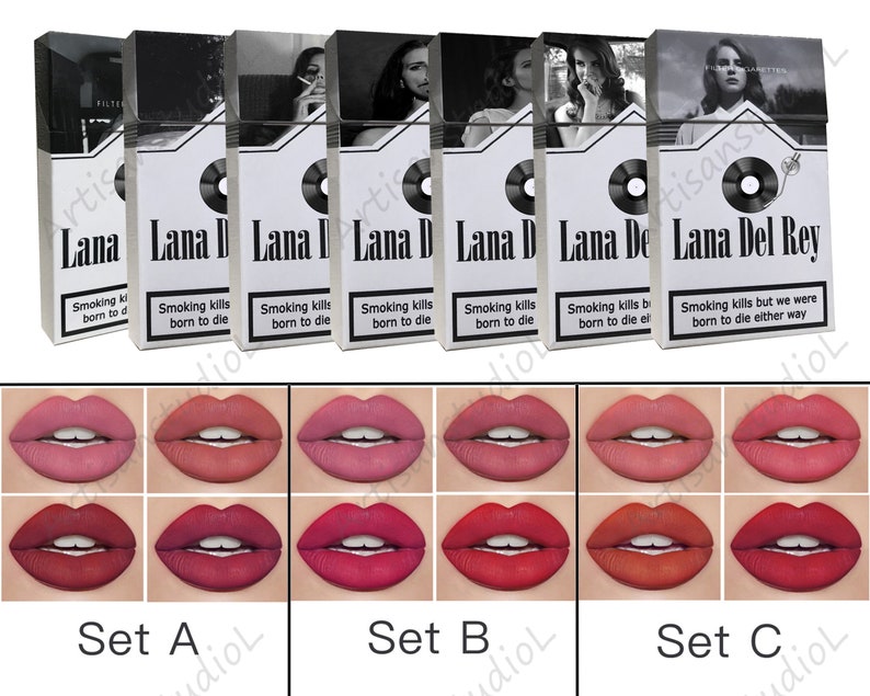 Rouge à lèvres Lana Del Rey, boîte personnalisée avec photo Ur, boîte à cigarettes Lana Del Rey personnalisée, lot de rouges à lèvres cigarette Lana Del Rey image 6