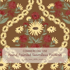 Motif floral automne marron, utilisation commerciale, impression tournesols, impression marron, fleurs fantaisistes, motif sans couture, doudou Cottagecore doux