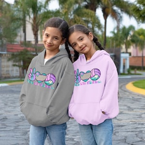 Youth Peace Love Volleyball Hoodie, gift, swag, trendy