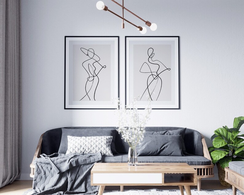 Printable Line Art Set of 3 Single Line Art Posters Woman Line Drawing ...