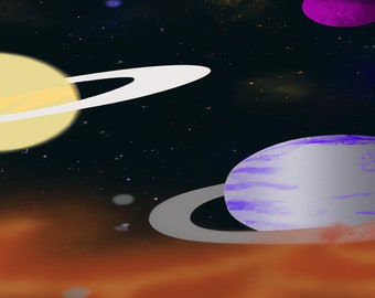 planets in deep space modern art digital art celestial sci-fi stars and planets