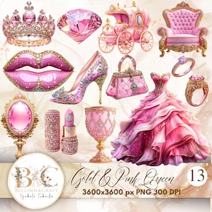 Or rose anniversaire reine des cliparts, sublimation de diamants, reine rose, anniversaire rose et or, clipart fête d'anniversaire, rose à talons hauts PNG