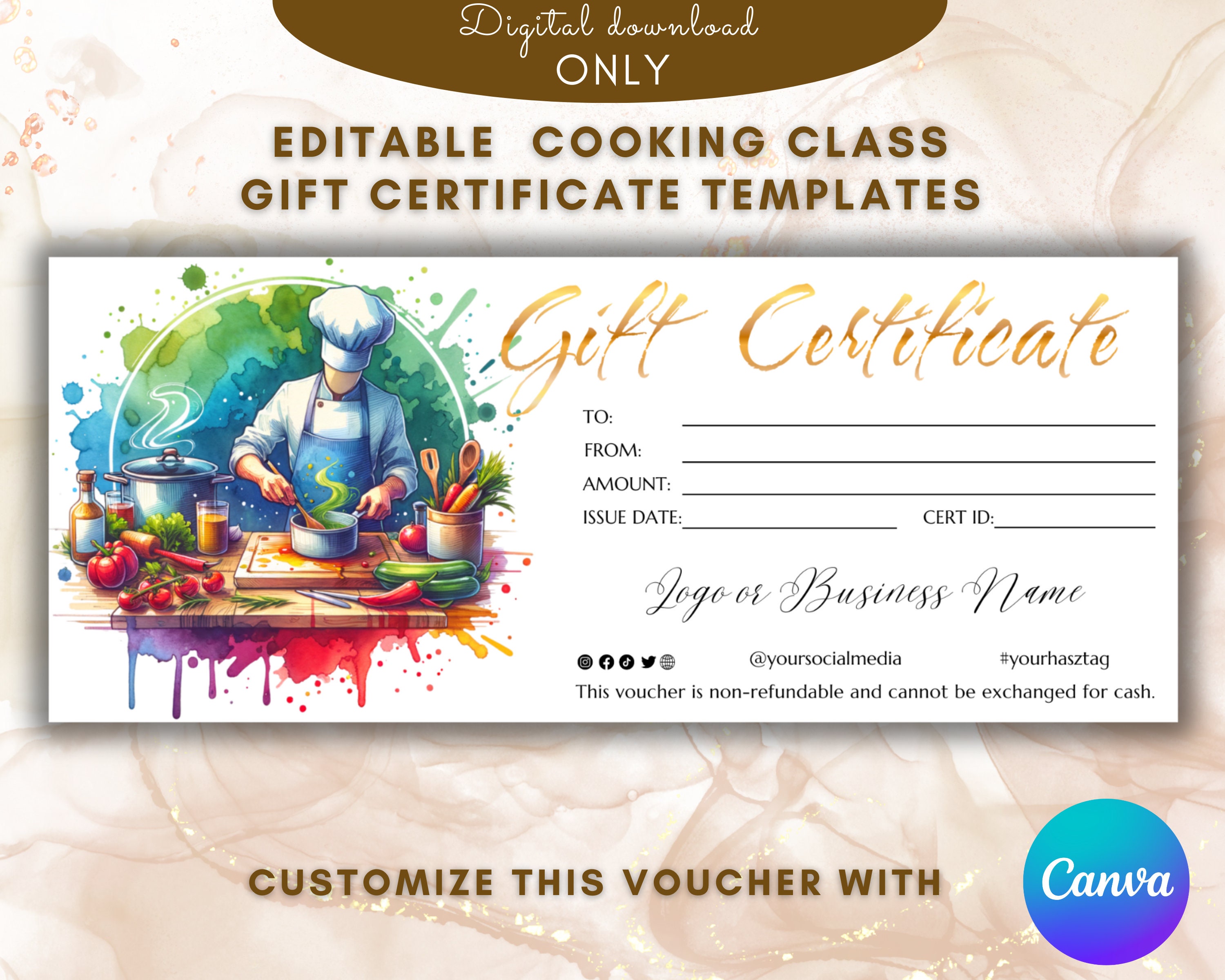 Cooking Class Gift Certificate Template Elegant Cooking Course Gift