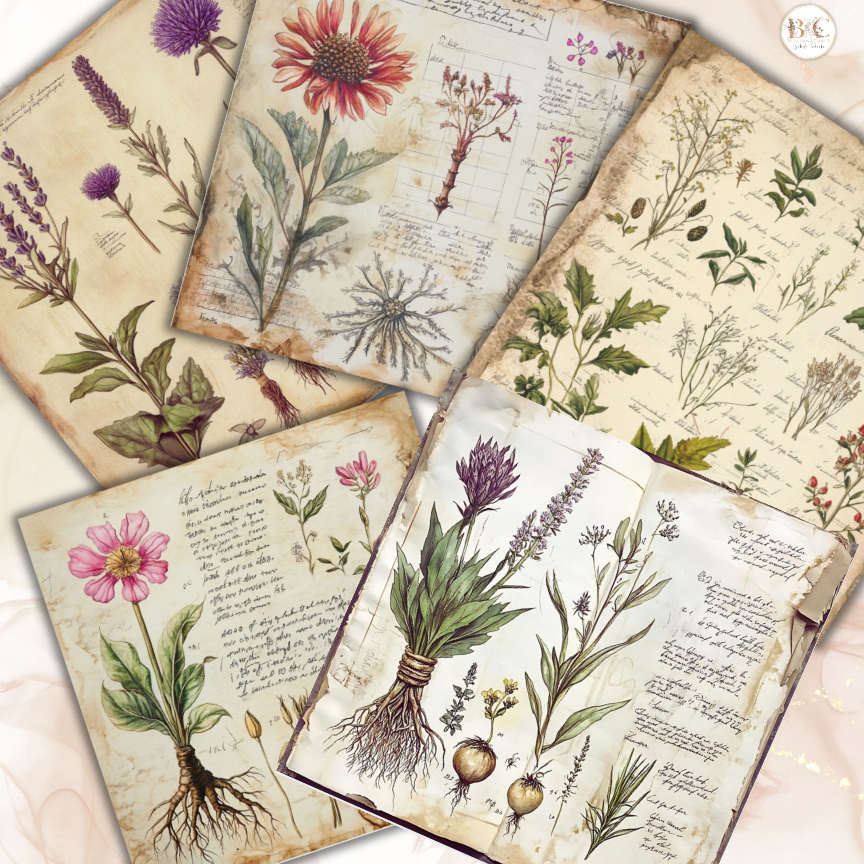 Botanical Herbal Junk Journal Kit | Printable Herbal Journal Pages ...