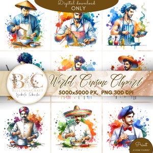 Aquarell Mann Chef Clipart, Weltküche Clipart, Restaurant Küche Png, Restaurant Clipart, Chefkoch, Männer kochen