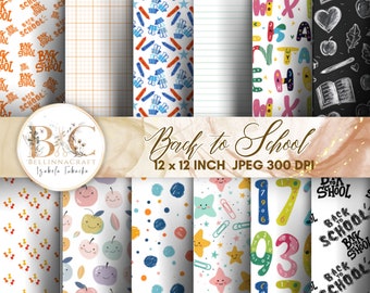 Back to School Seamless Patterns, JPG Digital Paper Pack, Back to School Seamless Pattern, Teacher, School Backgrounds, School Patterns