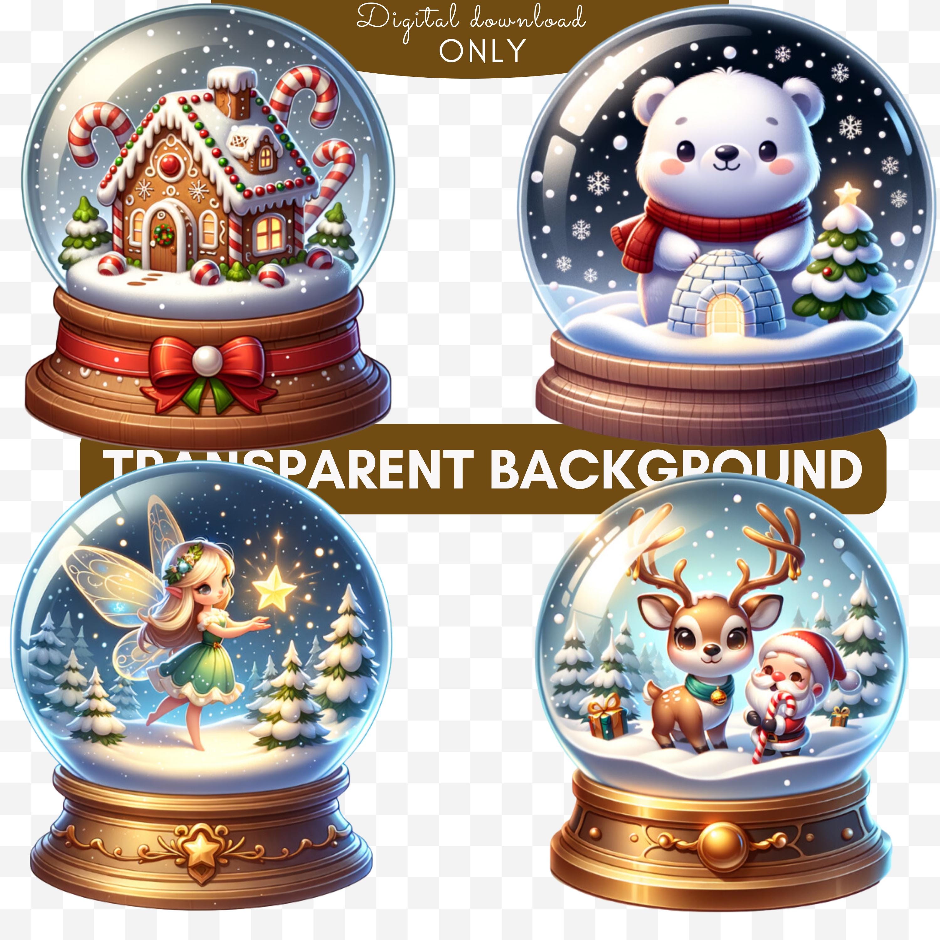 Christmas Snow Globe Clipart Bundle, Festive PNG Images (digital ...