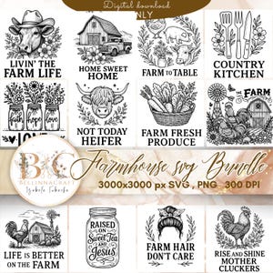 Bauernhaus SVG Bundle | Lustige Bauernhof Sprüche SVG | Landleben Clipart | Bauernhof Tier Zitate svg | Rustikale Küchen Zeichen SVG | Gehöft svg Dateien