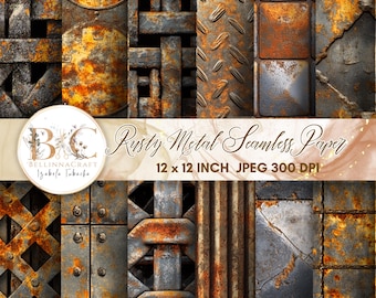 Rusty Metal Seamless Digital Paper, Rusty Metal Textures, Metallic Rust Pattern, Copper Rust Digital Wallpapers, Grunge Rust Digital Pattern