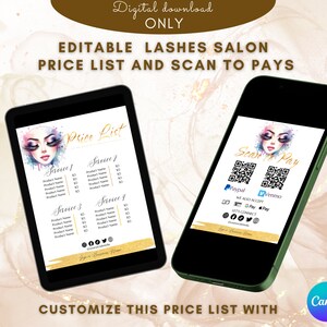 Lash Salon Price List Template, Editable Price List Template Canva ...