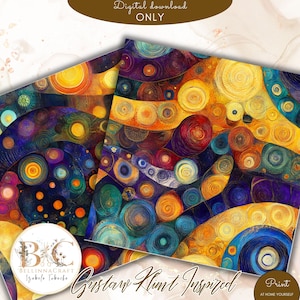 Gustav Klimt Inspired Universum Seamless Digital Paper, Fibonacci ...