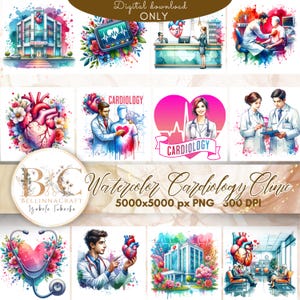 Aquarell Kardiologie Klinik Clipart, Herz Gesundheit Klinik Clipart, Herz Crew, Kardiologe, Arzt, Herzkader, Kardiologie PNG, EKG