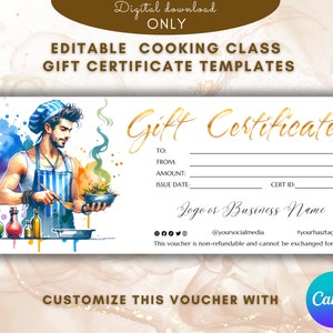 Modello buono regalo per lezione di cucina greca Modello carta regalo elegante per corso di cucina buono regalo Voucher stampabile MODIFICABILE Cibo greco