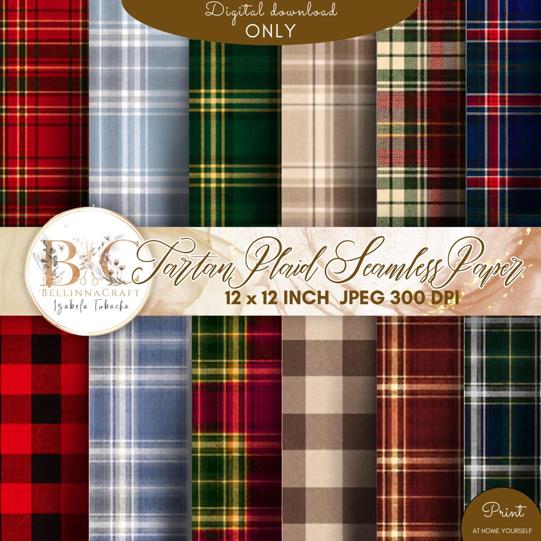 Tartan Plaid Seamless Digital Paper, Scottish Checkered Patterns ...