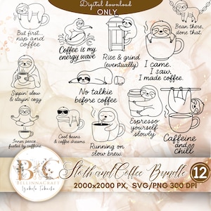 Bundle SVG paresseux et café, paresseux fichiers découpés au laser PNG SVG, vecteur de café, paresseux et café Svg, paresseux Cricut svg, svg Png paresseux sarcastique