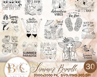 Summer SVG Bundle, Summer Laser Cut Files SVG PNG, Summer Vector, Beach Svg, Summertime Svg, Vacation Svg, Summer Cut Files, Cricut svg