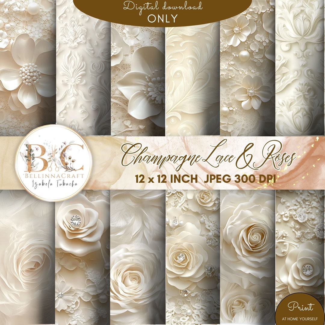 Champagne Lace & Roses: Seamless Shabby Chic Digital Scrapbooking ...